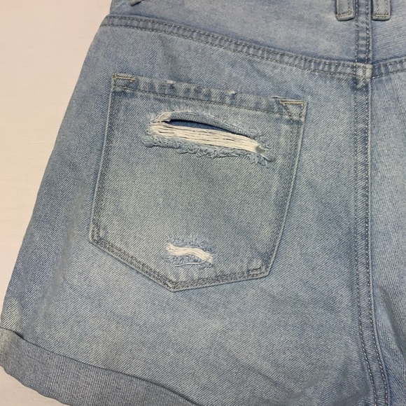 KanCan Distressed High Rise Denim Shorts - Light Wash - Picture 8 of 8